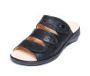 think pantoletten schwarz camilla schwarz-kombi 274-0000 fussbett: lederbezogene wechselbare kork-latex-bettung (pflanzlich gegerbt) leder pflanzlich  gegerbt 15 mm keil-absatz verstellbar durch 3 klett-verschl&uuml;sse