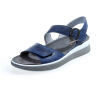 think sandaletten blau meggie indigo 251-8000 durch klett fixiertes, wechselbares gesch&auml;umtes pu-leder fu&szlig;bett leder 10 mm keilabsatz in der sohle attraktive sandalette mit 2 stabilen klettverschl&uuml;ssen f&uuml;r sicheren halt. gute ballenabdeckung und tolles gehgef&uuml;hl.