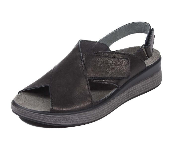 think sandaletten schwarz meggie schwarz 367-0000 durch klett fixiertes, wechselbares geschäumtes pu-leder fußbett kalbsleder pflanzlich  gegerbt - farblich passend gefärbt 10 mm keilabsatz in der sohle besonders praktische sandalette mit der beliebten kreuz-bandage für besten halt. 2 klettverschlüsse sorgen für einfachen einstieg und komfortablen sitz.