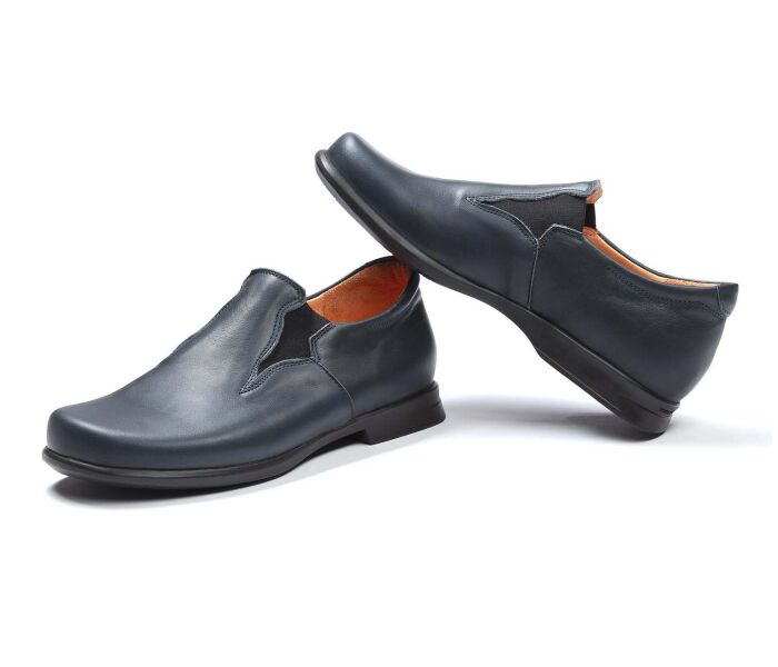 think slipper blau pensa damen navy 484-8000 fussbett: lederbezogene wechselbare kork-latex-bettung (pflanzlich gegerbt) kalbsleder pflanzlich  gegerbt - nicht gefärbt 5 mm absatz slipper mit 2 seitlichen gummizügen - auf vielfachen wunsch in einer besonders schlichten ausführung ohne schmuck-applikation
