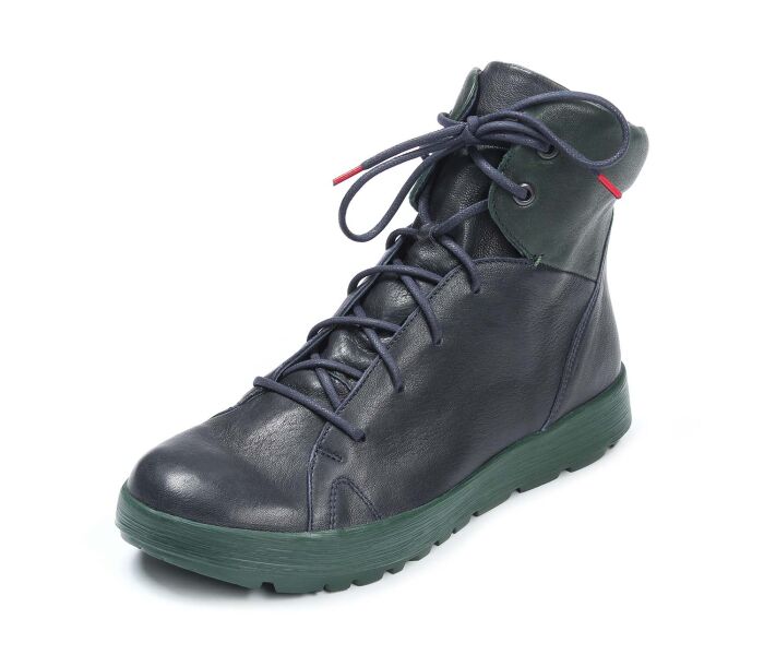 think boots blau comoda navy-kombi 450-8000 fussbett: lederbezogene wechselbare kork-weichschaum-bettung mit besonders guter auftritt-d&auml;mpfung im ballenbereich (pflanzlich gegerbt) leder pflanzlich  gegerbt 10 mm absatz in der keilsohle sehr comfortable boots mit gepolstertem schaftrand, extra weiter einstieg durch funktionsschn&uuml;rung und seitlichen reissverschlussschafth&ouml;he ca. 12 cm