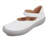 think ballerinas weiss tjub bianco 369-1000 fussbett: lederbezogene wechselbare kork-weichschaum-bettung mit besonders guter auftritt-d&auml;mpfung im ballenbereich (pflanzlich gegerbt) leder pflanzlich  gegerbt ohne absatz leichte und elastische ballerinas mit ristriemchen f&uuml;r besten halt. zehen- und ballenbereich ist komplett bedeckt und ohne n&auml;hte gearbeitet