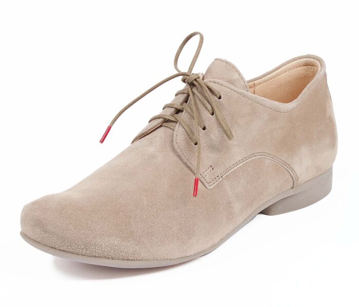 think schn&uuml;rschuhe beige guad-2 savana 412-4000 fussbett: lederbezogene wechselbare kork-latex-bettung (pflanzlich gegerbt) leder pflanzlich  gegerbt 10 mm absatz der beliebte 4-loch-schn&uuml;rer mit nahtfreier vorderpartie f&uuml;r bew&auml;hrten laufkomfort. jetzt in der neuen guad-2 ausf&uuml;hrung ohne zehenkappe f&uuml;r noch komfortableres fussgef&uuml;hl. ergreifend schlicht und un&uuml;bertroffen passend.