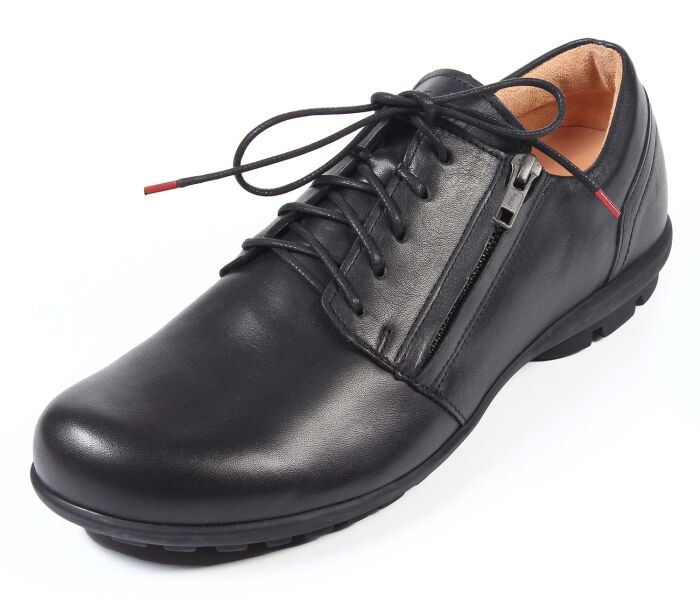 think schn&uuml;rschuhe schwarz kong schwarz 553-0000 fussbett: lederbezogene wechselbare kork-latex-bettung (pflanzlich gegerbt) kalbsleder pflanzlich  gegerbt - nicht gef&auml;rbt 5 mm absatz nein, es ist kein schuh f&uuml;r faule jungs...schlichter 5-loch-funktions-schn&uuml;rer mit zus&auml;tzlichem seitlichem zipper f&uuml;r schnellen einstieg.
