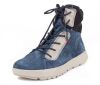 think boots blau comoda denim-kombi 429-8000 fussbett: lederbezogene wechselbare kork-latex-bettung (pflanzlich gegerbt) echter walkloden von steiner 1888 aus österreich 10 mm absatz in der keilsohle sportlich freundliche booties in feinem velourleder mit langer funktionsschnürung und seitlichem reissverschluss
