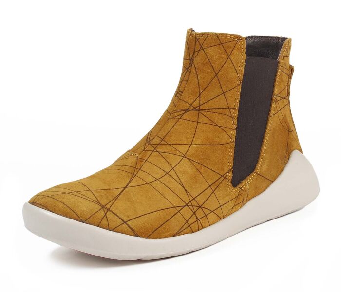 think booties gelb duene narzisse 611-6000 herausnehmbare komfort-bettung mit hoher dämpfung leder pflanzlich  gegerbt 5 mm keil-absatz in der sohle sehr komfortabler, leichter bootie in modern halber höhe mit 2 gummizügen an den seiten und nahtfreie gearbeiteter ballenpartieschafthöhe ca. 11 cm