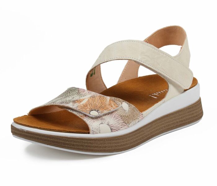 think sandaletten beige meggie carota/kombi 586-9000 durch klett fixiertes, wechselbares gesch&auml;umtes pu-leder fu&szlig;bett kalbsleder pflanzlich  gegerbt - farblich passend gef&auml;rbt 10 mm keilabsatz in der sohle attraktive sandalette mit 2 stabilen klettverschl&uuml;ssen f&uuml;r sicheren halt. gute ballenabdeckung und tolles gehgef&uuml;hl.