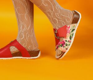 Think Pantoletten rot Mizzi flamingo/kombi 124-9040 - MZZ 381
