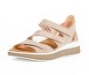 think sandaletten beige meggie panna 795-4000 durch klett fixiertes, wechselbares gesch&auml;umtes pu-leder fu&szlig;bett kalbsleder pflanzlich  gegerbt - ungef&auml;rbt 10 mm keilabsatz in der sohle neue sandalette mit 3 zierlichen klett-riemchen und einer  geschlossenen fersenpartie