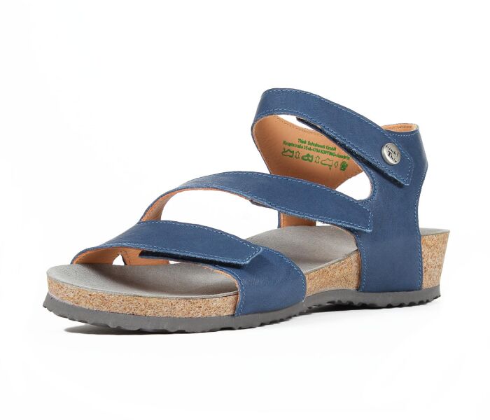 think sandaletten blau dumia denim 297-8060 fussbett: nicht wechselbares comfort-fussbatt mit bequemem auftritt kalbsleder pflanzlich  gegerbt - nicht gef&auml;rbt 20 mm keil-absatz klassiker - ideale sommer-sandale mit individueller verstellm&ouml;glichkeit dank 3 klettverschl&uuml;sse