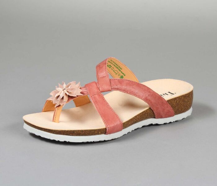 think zehengreifer rose julia candy/kombi 904-5010 fussbett: lederbezogene nicht wechselbare kork-latex-bettung (pflanzlich gegerbt) kalbsleder pflanzlich  gegerbt - nicht gefärbt 15 mm keil-absatz seit jahren bewährter zehengreifer mit neuem lederschmuck und den 2 ausreichend variablen riemchen für besten halt und guten sitz