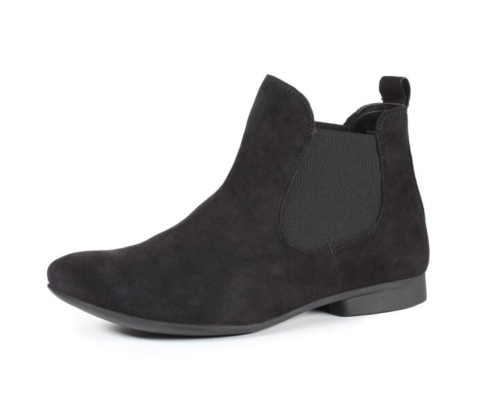 think booties schwarz guad-2 schwarz 414-0020 fussbett: lederbezogene wechselbare kork-latex-bettung (pflanzlich gegerbt) leder pflanzlich  gegerbt 10 mm absatz ein bew&auml;hrt schlicht-sch&ouml;ner chelsea-bootie mit 2 seitlichen gummiz&uuml;gen, nicht zu verbessern