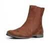 think stiefeletten braun agrat schoko 977-3000 fussbett: lederbezogene wechselbare kork-latex-bettung (pflanzlich gegerbt) leder pflanzlich  gegerbt 10 mm comfort-absatz leichter chelsea-bootie mit klassischer fl&uuml;gelkappe mit lochmuster. seitlicher gummizug und zipper an der innen-seite f&uuml;r einfachen einstieg und guten halt. sieht immer gut angezogen aus. schafth&ouml;he ca. 17 cm