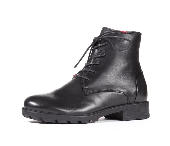 think boots schwarz hawara schwarz 1006-0000 fussbett: lederbezogene wechselbare kork-latex-bettung (pflanzlich gegerbt) lederfutter - vegetabil gegerbt und ungef&auml;rbt 15 mm absatz kerniger 5-loch schn&uuml;rer, ger&auml;umig und bequem, f&uuml;hlt sich &uuml;berall zu haus. mit seitlichem zipper.
