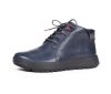 think booties blau comoda navy 89-8030 fussbett: lederbezogene wechselbare kork-weichschaum-bettung mit besonders guter auftritt-dämpfung im ballenbereich (pflanzlich gegerbt) leder pflanzlich  gegerbt 10 mm absatz in der keilsohle die besten city-booties mit schnürung für individuellen sitz. echt gut, echt bequem.
