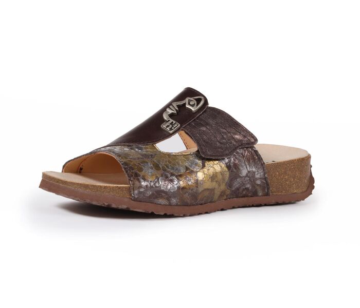 think pantoletten braun mizzi espresso/kombi 124-9170 fussbett: lederbezogene nicht wechselbare kork-latex-bettung (pflanzlich gegerbt) lederfutter - vegetabil gegerbt und ungefärbt 20 mm keil-absatz die meist gekaufte pantolette von think - individuell verstellbar durch 1 breiten klett-verschluss und immer wieder in anderen farben und ledern erhältlich.